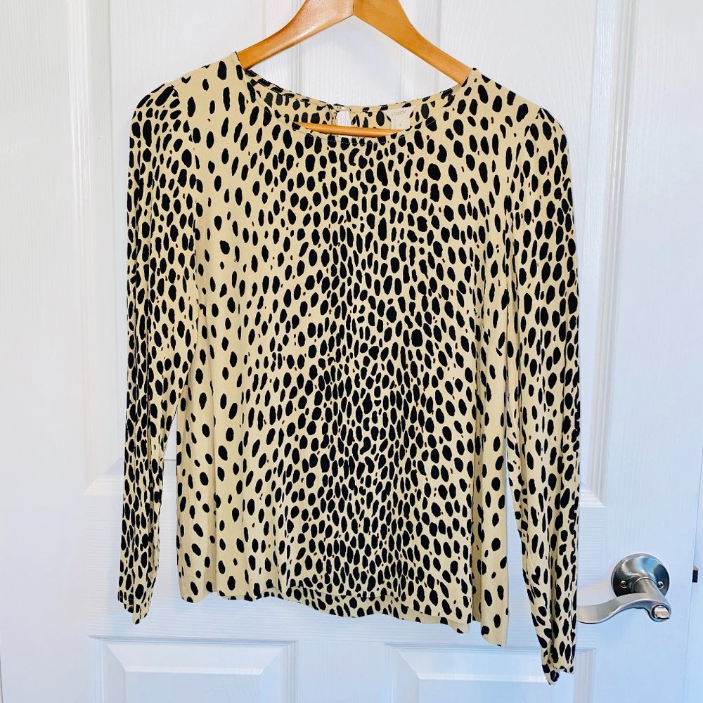 J Crew Long Sleeve Animal Print Blouse - Size 8
